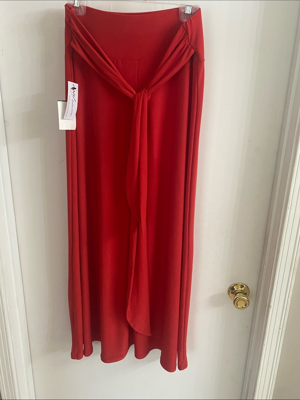 NY Collection Red Tie-Front Maxi Skirt